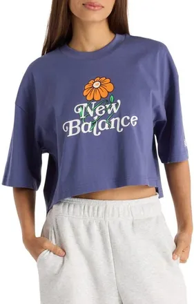 New Balance Athletics Oversize Crop Flower Graphic T-Shirt in Dream State at Nordstrom, Size Medium