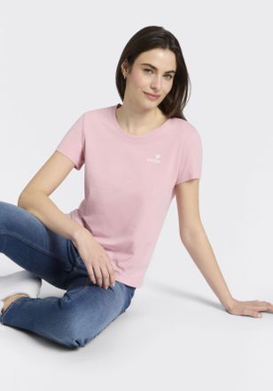 Mustang T-Shirt MUSTANG, Damen, Gr. XL, cameo pink, Jersey, Obermaterial: 100% Baumwolle, normal normal, Rundhals, Shirts T-Shirt, Trageangenehme Baumwollqual