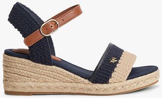 Tommy Hilfiger Womens Crochet Wedge Espadrille Sandal - Blue - US 6.5 / EU 37