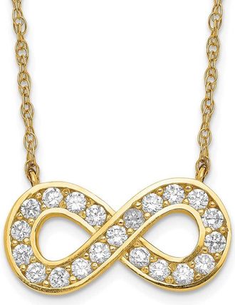 Diamond2Deal 10K Yellow Gold Polished CZ Infinity Pendant Necklace 18