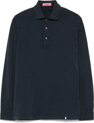 Drumohr Polo in cotone con ricamo logo - Blu