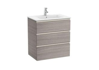 Roca Roca - Pack Unik Mueble Base De 3 Cajones + Lavabo Central The Gap Color: Roble City Texturizado - Medidas: 705x460x763 Mm