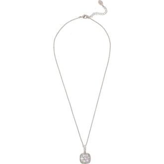 Rivka Friedman White Rhodium Clad Pav&eacute; CZ Cushion Pendant Necklace at Nordstrom Rack