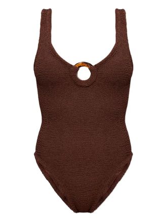 Hunza G Celine ring crinkle swimsuit - Brown