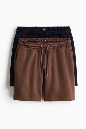 H&M 2-pack regular-fit shorts in Navy Blue/brown at Nordstrom, Size Xx-Large