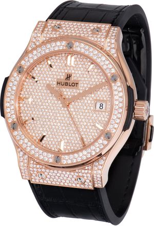 Hublot Classic Fusion Diamond Pave Dial 18K Rose Gold Automatic Mens Watch 511.OX.9010.LR.1704