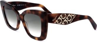 Ferragamo Zonnebril - Dames - Zonnebrillen - Bruin - 52 MM - Accessoires