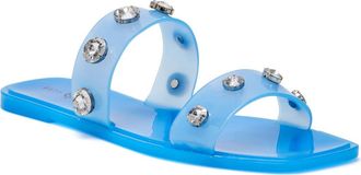 Katy Perry The Geli Embellished Slide Sandal in Tranquil Blue at Nordstrom, Size 11