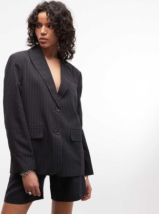 Collusion Blazer oversize gessato in coordinato-Grigio
