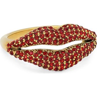 Kate Spade New York pav&eacute; lip statement ring in Red at Nordstrom, Size 8