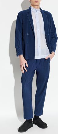Homme Pliss&eacute; Issey Miyake Pleated Trousers, Mens, Navy Blue