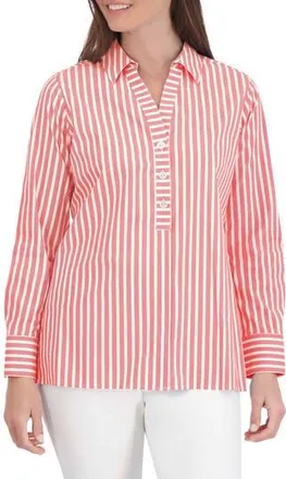 Foxcroft Pamela Stripe Blouse in Tangerine at Nordstrom Rack, Size 4