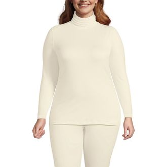 Lands End Plus Size Baselayer Cozy Thermaskin Turtleneck Top in Fresh Ivory at Nordstrom, Size 2X
