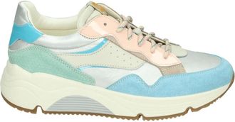 Ocra Schoenen, Dames, Veelkleurig, 37 EU, Leer, Sportieve Lage Damesschoenen Lichtblauw