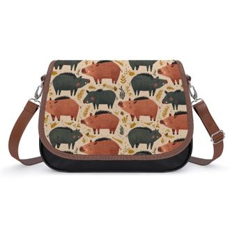 Generic Colorful Wild Boars Pattern Womens Crossbody Bag Fashion Shoulder Handbags Message Tote Bag with Adjustable Strap