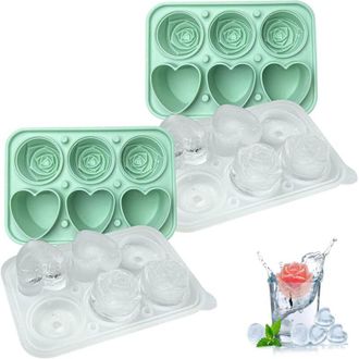 OEM Juego De 2 Bandejas De Silicona Rosa Con Forma De Coraz&oacute;n Para Cubitos De Hielo, Sin Bpa, Para Whisky Y C&oacute;cteles, Aptas Para Lavavajillas - Crezuo