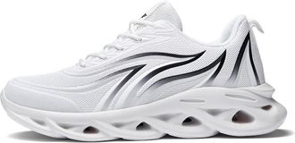 Generic Mens Fashion Casual Sneakers Mesh Walking Shoes Comfort Non-Slip Lace-Up Tennis Shoes Chunky Retro Sneakers Sports Shoes(White,8.5 UK)