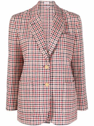 Thom Browne check-pattern single breasted blazer - Red