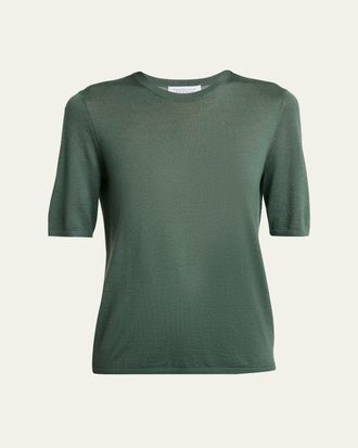 Gabriela Hearst Chryse Cashmere-Silk Short-Sleeve Sweater