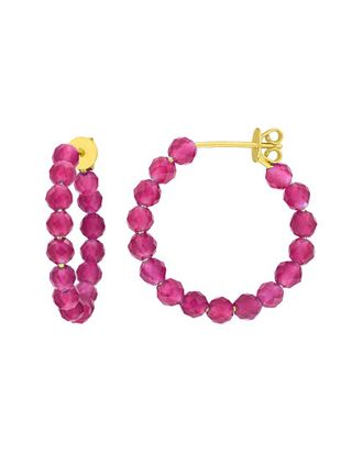 Rina Limor Silver 2.02 Ct. Tw. Lab-Grown Created Ruby Hoop Earrings
