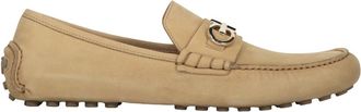 Ferragamo Loafers, male, Beige, 9 UK, Stylish Leather Loafers with Metal Detail