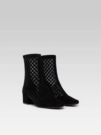 Carel Mesh-Panel Ankle Boots - Black