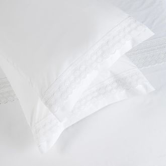 Casa da Laura S&aacute;banas 100% algod&oacute;n bordado blanco cama 90 1 almohada 45 x 115 cm