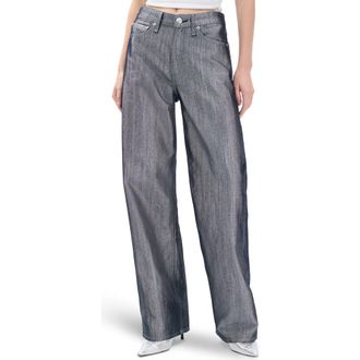 Rag & Bone Logan Coated Wide Leg Jeans in Indigo Silver Lurex at Nordstrom Rack, Size 25