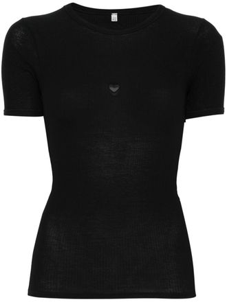 BASERANGE Heart T-shirt - women - Organic Cotton/Spandex/Elastane - S - Black