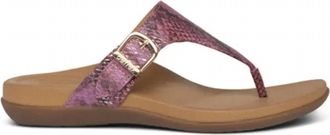 Aetrex Womens Rita Adjustable Thong Sandal In Pink Snake