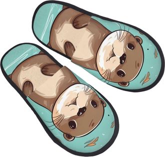Generic Camping Slippers Cartoon Cute Beaver, Black Non-Slip Slipper Soft Indoor Shoes For Bedroom Home Room M