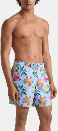Vilebrequin Swim Trunks in Blue Floral at Nordstrom, Size Xx-Large
