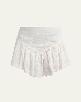 Isabel Marant Zoelia Embroidered Ruffle Mini Skirt