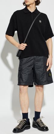 Stone Island Polo With Logo Patch, Mens, Black