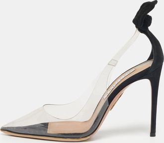 Aquazzura Transparent/ Black Pvc And Suede Bow Tie Pumps