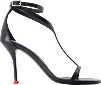 Alexander McQueen Womens Harness Ankle-Strap Leather Heels Black Calfskin