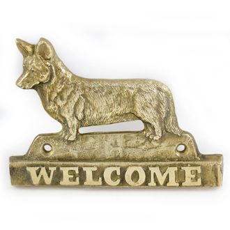 OEM Cardigan Welsh Corgi - Cartel Para Puerta Con Un Perro, Placa De Bienvenida De Lat&oacute;n, Cartel Exclusivo Con La Palabra Welcome De Art-dog