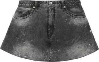 We11done Spijkerrok met verfspatten - Zwart