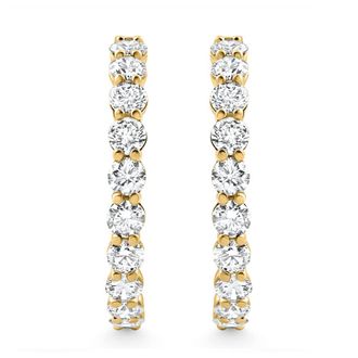 Pompeii3 3Ct Diamond Lab Grown Inside Outside Hoops 14k Gold Eearrings 1 Tall