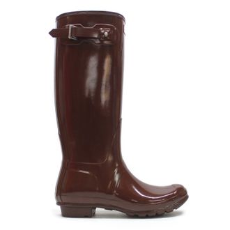 Hunter Original Tall Gloss Rubber Womens Wellingtons Boots - Brown Bolt - Size:UK 7