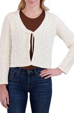 Lucky Brand Tie Front Open Stitch Cardigan in Whisper White at Nordstrom Rack, Size X-Large