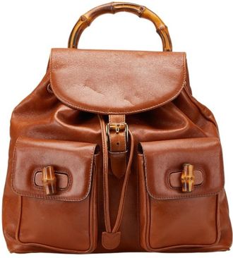 Gucci Brown Leather Backpack (Pre-Owned)
