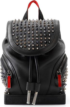 Christian Louboutin Black Red Color Leather Backpack (Pre-Owned)