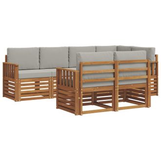 vidaXL Conjunto De Sof&aacute; Seccional Con Coj&iacute;n 7 Pcs Gris Natural Y Claro Vidaxl