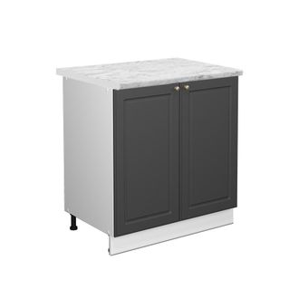 Vicco Armario Bajo Para Fregadero Fame-line, Antracita Alto Brillo, 80 Cm Con Estante, Et M&aacute;rmol Vicco