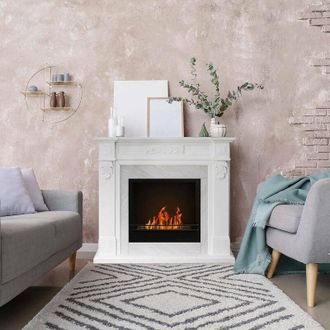 Dmora Dmora - Chimenea De Bioetanol Arborio, Chimenea Ecol&oacute;gica, Hogar Sin Humo, Calefactor De Etanol, Made In Italy, 38x121 H108 Cm, Blanco