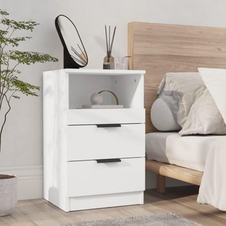 vidaXL Mesita De Noche Madera Contrachapada Blanco Vidaxl
