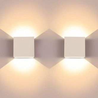 OEM Confezione Da 2 Applique A Led Da 6w, Moderne, Quadrate, In Alluminio, Con Parte Superiore E Inferiore, Luce Bianca Calda 3000k, Adatte Per Soggiorno,