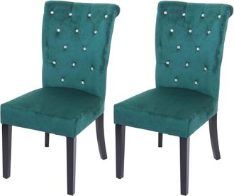 Hhg Hhg - Nunca Usado] Juego De 2 Silla De Comedor 513, Silla Silla De Cocina, Remaches De Terciopelo, Verde Oscuro, Patas Negras