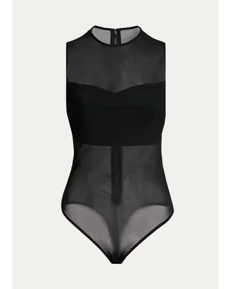Alice & Olivia Mesh Bandeau Bodysuit